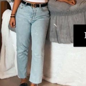 Zara high rise straight jeans